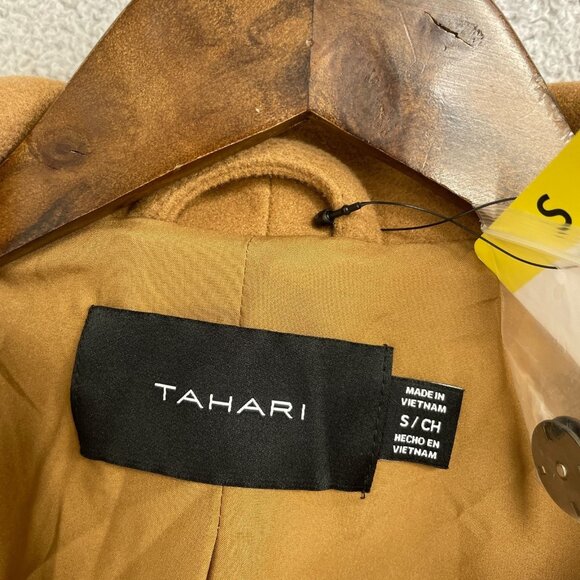 NEW Tahari Women's Size S Camel Brown Belted Wrap Coat Polyester - Picture 6 of 12